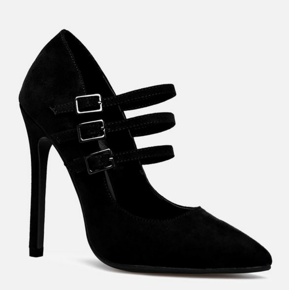 Black strapped heels from shoe dazzle